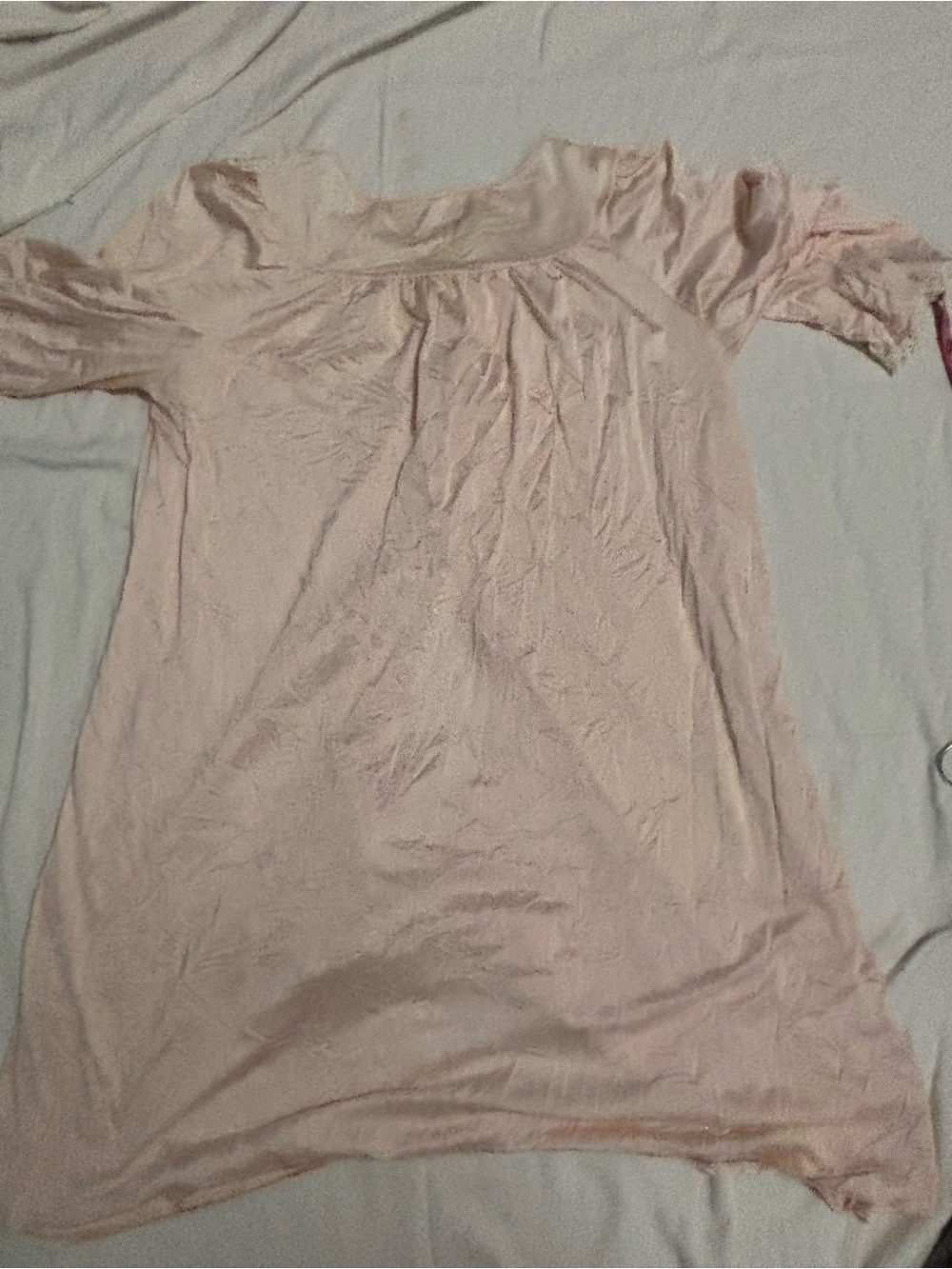 Lace-Trim Satin Button-Front Nightgown - Blush - Picture 5 of 5